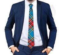 BRAW CLANS TARTANS 100% wool Tartan Ties for men Made in Scotland - 3.15" width mens ties - Blue tie for men - MacBeth Scottish Tartan - Gift for Fathers day, Wedding, Christmas