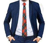 BRAW CLANS TARTANS 100% wool Tartan Ties for men Made in Scotland - 3.15" width mens ties - Orange tie for men - Innes Ancient Scottish Tartan - Gift for Fathers day, Wedding, Christmas