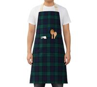 BRAW CLANS TARTANS Cooking apron for men and women, Scottish Tartan Green apron with 2 pockets, Versatile use kitchen, drawing, chef, craftwork, BBQ (Black Watch Modern Tartan)