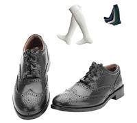 BRAW CLANS TARTANS Executive Black Ghillie Brogue with Ecru Colour Kilt Hose Socks - Scottish Design, 100% Leather, Timeless Scottish Heritage Footwear (UK13)
