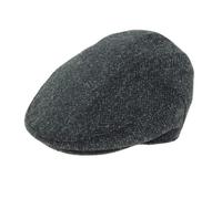 BRAW CLANS TARTANS Harris Tweed 100% Wool Mens Premium County Caps - Charcoal - Made in The UK - Gents Winter Hat - Wedding, for him - Satin LiningLarge Size