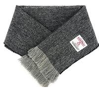 BRAW CLANS TARTANS Harris Tweed Authentic Fringed Scarf - Crafted in Scotland - handwoven - For Men & Women (Classic herringbone)