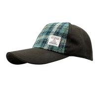 BRAW CLANS TARTANS Harris Tweed Baseball Cap | One Size | 100% Wool Front Panel | Traditional Blue and Cream Tartan | Adjustable Metal Back | Unisex Gift for Men and Women.