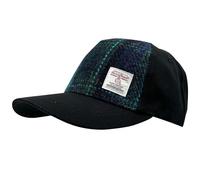 BRAW CLANS TARTANS Harris Tweed Baseball Cap | One Size | 100% Wool Front Panel | Traditional Blue and Navy Tartan | Adjustable Metal Back | Unisex Gift for Men and Women.