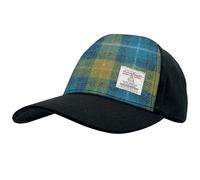 BRAW CLANS TARTANS Harris Tweed Baseball Cap | One Size | 100% Wool Front Panel | Traditional Blue and Yellow Tartan | Adjustable Metal Back | Unisex Gift for Men and Women.