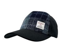 BRAW CLANS TARTANS Harris Tweed Baseball Cap | One Size | 100% Wool Front Panel | Traditional Blue Check Tartan | Adjustable Metal Back | Unisex Gift for Men and Women.