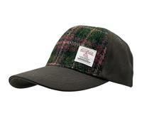 BRAW CLANS TARTANS Harris Tweed Baseball Cap | One Size | 100% Wool Front Panel | Traditional Green and Pink Tartan | Adjustable Metal Back | Unisex Gift for Men and Women.