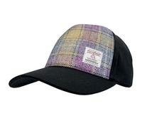 BRAW CLANS TARTANS Harris Tweed Baseball Cap | One Size | 100% Wool Front Panel | Traditional Pink and Yellow Tartan | Adjustable Metal Back | Unisex Gift for Men and Women.