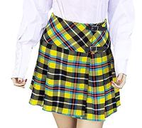 BRAW CLANS TARTANS Ladies Kilt 16.5 inch Mini Skirt - Scottish Traditional Cornish National Tartan Kilts for Women - UK Size 20, Yellow Kilt
