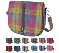 BRAW CLANS TARTANS Ladies Shoulder Bag - Harris Tweed outer made in Scotland - Scottish Tartan Wool, Stylish & Versatile Messenger Bag for Work, Travel & Everyday Use - Green check