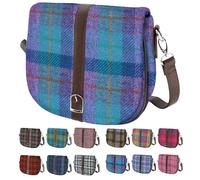 BRAW CLANS TARTANS Ladies Shoulder Bag - Harris Tweed outer made in Scotland - Scottish Tartan Wool, Stylish & Versatile Messenger Bag for Work, Travel & Everyday Use - Green check