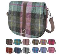 BRAW CLANS TARTANS Ladies Shoulder Bag - Harris Tweed outer made in Scotland - Scottish Tartan Wool, Stylish & Versatile Messenger Bag for Work, Travel & Everyday Use - Green check