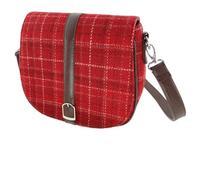 BRAW CLANS TARTANS Ladies Shoulder Bag - Harris Tweed outer made in Scotland - Scottish Tartan Wool, Stylish & Versatile Messenger Bag for Work, Travel & Everyday Use - Red check