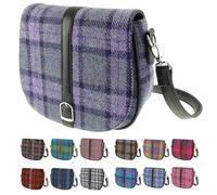 BRAW CLANS TARTANS Ladies Shoulder Bag - Harris Tweed outer made in Scotland - Scottish Tartan Wool, Stylish & Versatile Messenger Bag for Work, Travel & Everyday Use - Purple check