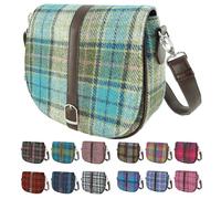 BRAW CLANS TARTANS Ladies Shoulder Bag - Harris Tweed outer made in Scotland - Scottish Tartan Wool, Stylish & Versatile Messenger Bag for Work, Travel & Everyday Use - Green check