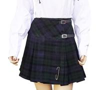 BRAW CLANS TARTANS Ladies Tartan Mini Kilt Skirt for Women - Traditional Scottish Tartan Plaid Dress - Adjustable Straps - UK Size 24 - Black Watch