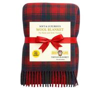 BRAW CLANS TARTANS Luxurious Wool comfort Tartan Blankets for beds, Sofa throws - Winter warm large size 74x62- Scottish plaid check Cozy Rug - Fringed edges, Soft - (Robertson Red Tartan)