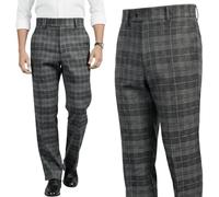 BRAW CLANS TARTANS Men’s Tartan Trousers - Hidden Expandable Waist, Regular Fit Check Design Trousers Scottish Wedding, Golf and Formal Wear - Grey Granite Tartan
