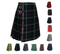 BRAW CLANS TARTANS Men's 5 Yard Tartan Kilt | Mackenzie Tartan | Waist Sizes32 inch | Scottish Occasions Like Stag Parties, Formal Events | Polyester & Cotton | Leather Straps