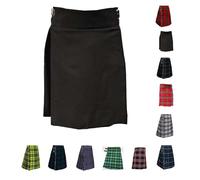 BRAW CLANS TARTANS Mens Value Scottish Traditional Stag Party Kilt Walk 5 Yard Tartan Kilts | Regular (Length: 24 Inch) Black