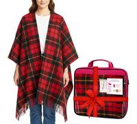 BRAW CLANS TARTANS Soft wool cape made in Scotland - Thick, Warm Winter Poncho - 160cm x 100cm Wallace Red Tartan - Long Cape Blanket Poncho - Mothers day, Gift for Christmas - Home, Travel, Camping