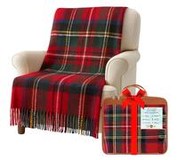 BRAW CLANS TARTANS Soft Wool Tartan Knee Blanket - 185x77cm Scottish tartan Check Rug with Fringed Edges - Warm Sofa, Travel & Car Blanket for Christmas (Royal Stewart)