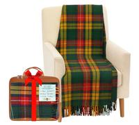 BRAW CLANS TARTANS Soft Wool Tartan Knee Blanket - 185x77cm Scottish tartan Check Rug with Fringed Edges - Warm Sofa, Travel & Car Blanket for Christmas (Buchanan Modern)