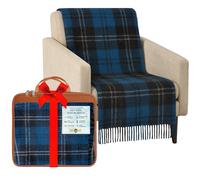 BRAW CLANS TARTANS Soft Wool Tartan knee blanket lap throw - lap blanket for sofa with Fringed Edges - Compact Travel essentials & Car seat throw - Ramsay Blue plaid