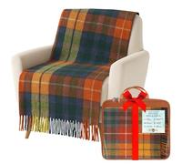 BRAW CLANS TARTANS Soft Wool Tartan knee blanket lap throw - lap blanket for sofa with Fringed Edges - Compact Travel essentials & Car seat throw - Buchanan Antique plaid