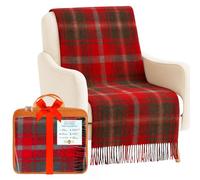 BRAW CLANS TARTANS Soft Wool Tartan knee blanket lap throw - lap blanket for sofa with Fringed Edges - Compact Travel essentials & Car seat throw - Dark Maple plaid