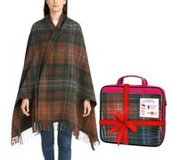 BRAW CLANS TARTANS Soft wool Tartan Poncho Blanket cape made in Scotland - Ruana cloak style - full body shawl - Mothers day Gift - Home, Travel, Camping - Wilson ANCNT Tartan