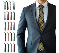 BRAW CLANS TARTANS Tartan Ties for men Made in Scotland - 100% wool - 3.15" width mens ties - Yellow tie for men - Cornish National Scottish Tartan Valentines day, Fathers day, Wedding