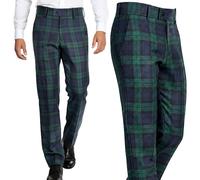 BRAW CLANS TARTANS Tartan Trousers for Men Regular fit, Expandable Waist, Plaid Check - Formal, Casual - Scottish Black Watch Tartan Pants for All Season, Wedding, Golf - Christmas