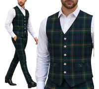 BRAW CLANS TARTANS Tartan Waistcoat Men UK - Metal Lion Rampant Buttons - Scottish Tartan - Structured and Full satin lined - Multicolour waistcoat - Chest Size 36-58"