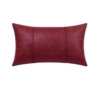 BRAWARM Burgundy Leather Throw Pillow Covers 12 X 20 Inches - Faux Leather Lumbar Pillow Cover with Piping, Hand Stitched Leather Throw Pillow for Couch Sofa Bed Living Room Home Decorative