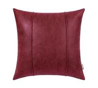BRAWARM Burgundy Leather Throw Pillow Covers 18 X 18 Inches - Faux Leather Pillow Cover with Piping, Hand Stitched Leather Throw Pillow for Couch Sofa Bed Living Room Home Decorative