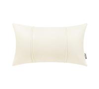 BRAWARM Cream Leather Throw Pillow Covers 12 X 20 Inches - Faux Leather Lumbar Pillow Cover with Piping, Hand Stitched Leather Throw Pillow for Couch Sofa Bed Living Room Home Decorative