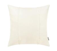 BRAWARM Cream Leather Throw Pillow Covers 20 X 20 Inches - Faux Leather Pillow Cover with Piping, Hand Stitched Faux Leather Throw Pillow for Couch Sofa Bed Living Room Home Decorative