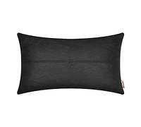 BRAWARM Decorative Throw Pillow Covers, Faux Leather Throw Pillow Covers, Hand Stitched Faux Leather Couch Cases for Living Room Garden Bed, Black, 30cm x 50cm