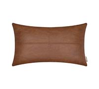 BRAWARM Decorative Throw Pillow Covers, Faux Leather Throw Pillow Covers, Hand Stitched Faux Leather Couch Cases for Living Room Garden Bed, Brown, 30cm x 50cm