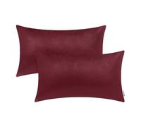 BRAWARM Decorative Throw Pillow Covers, Faux Leather Throw Pillow Cushion Covers, Solid Faux Leather Couch Cases for Living Room Garden Bed, Burgundy, 30cm x 50cm, Pack of 2