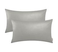 BRAWARM Decorative Throw Pillow Covers, Faux Leather Throw Pillow Cushion Covers, Solid Faux Leather Couch Cases for Living Room Garden Bed, Medium Gray, 30cm x 50cm, Pack of 2