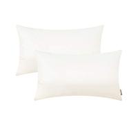 BRAWARM Decorative Throw Pillow Covers, Faux Leather Throw Pillow Cushion Covers, Solid Faux Leather Couch Cases for Living Room Garden Bed, Ivory White, 30cm x 50cm, Pack of 2