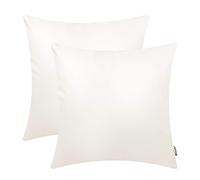 BRAWARM Decorative Throw Pillow Covers, Faux Leather Throw Pillow Cushion Covers, Solid Faux Leather Couch Cases for Living Room Garden Bed, Ivory White, 50cm x 50cm, Pack of 2