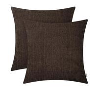 BRAWARM Pack of 2, Chenille Soft Throw Pillow Covers, Chenille Cushion Cover Pillowcase Shells, Decorative Couch Pillows for Living Room Car Sofa Chair 55cm x 55cm Coffee