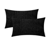 BRAWARM Pack of 2, Chenille Throw Pillow Covers 30cm x 50cm, Black Chenille Cushion Cover Pillowcase Shells, Decorative Couch Pillows for Living Room Car Sofa Chair