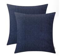 BRAWARM Pack of 2, Chenille Throw Pillow Covers 50cm x 50cm, Navy Blue Chenille Cushion Cover Pillowcase Shells, Decorative Couch Pillows for Living Room Car Sofa Chair