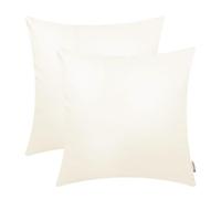 BRAWARM Pack of 2 Cozy Ivory White Faux Leather Cushion Covers Cases, Soft Leather Throw Pillow Covers Cases 55cm x 55cm, for Couch Sofa Home Decoration.