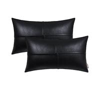 BRAWARM Pack of 2 Cozy Throw Pillow Covers Cases for Sofa Couch Home Decoration Solid Dyed Striped Soft Chenille with Piping 40cm x 40cm Deep Red
