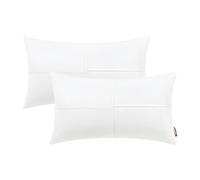 BRAWARM Pack of 2 Cozy Throw Pillow Covers Cases for Sofa Couch Home Decoration Solid Dyed Striped Soft Chenille with Piping 45cm x 45cm Neutral Gray